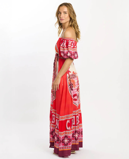Czerwona sukienka maxi Peony Bardot - Image #1