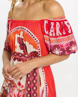 Czerwona sukienka maxi Peony Bardot - Image #2