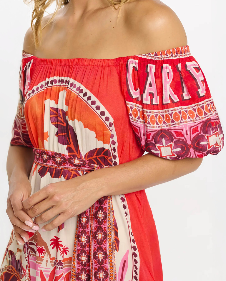 Czerwona sukienka maxi Peony Bardot - Image #2