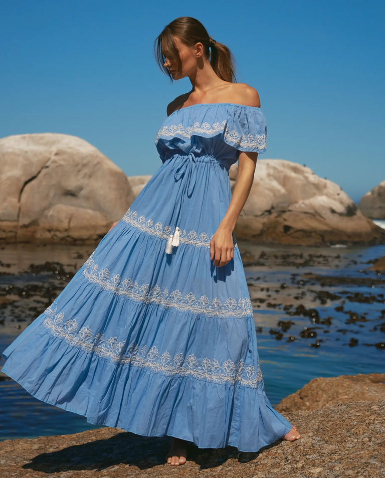 Niebieska sukienka maxi Malone - Image #5