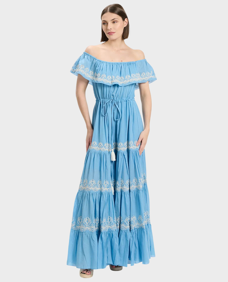 Niebieska sukienka maxi Malone