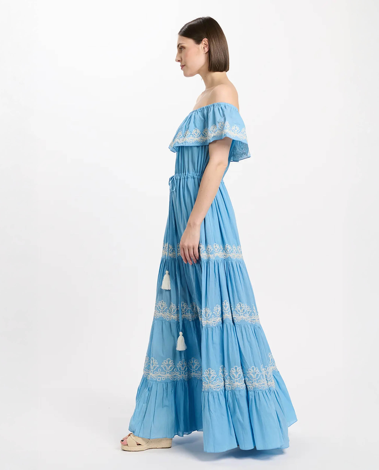 Niebieska sukienka maxi Malone