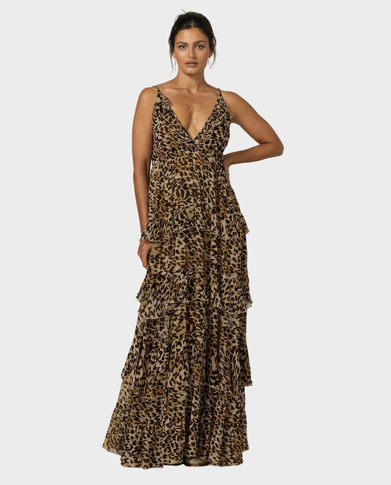Sukienka maxi w panterkę Kasia