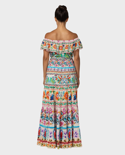Sukienka maxi w kolorowy print Yalla - Image #1