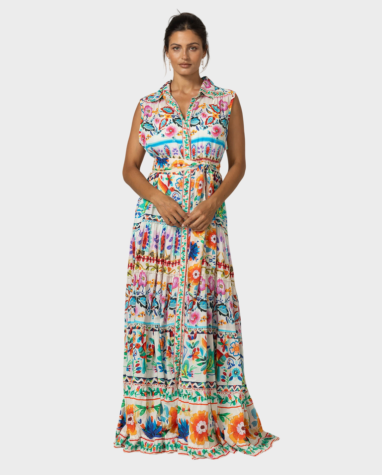 Sukienka maxi w kolorowy print Neela