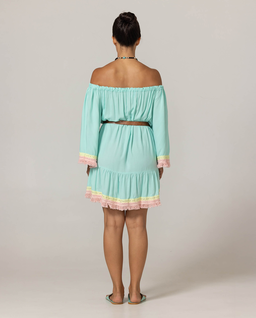 Miętowa sukienka boho z haftem Azra - Image #2