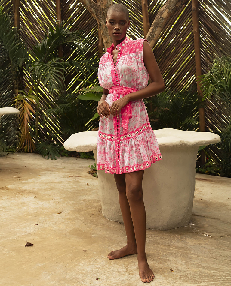 Koszulowa sukienka z ozdobnymi nitami Melisa - Image #3