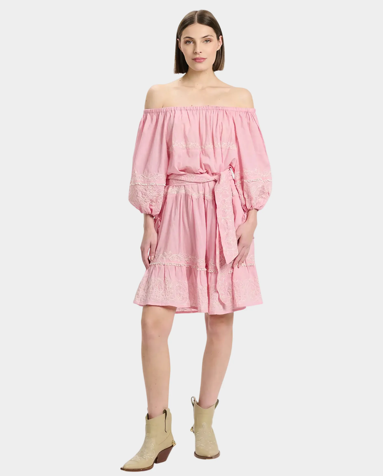 Różowa sukienka mini Layla Bardot