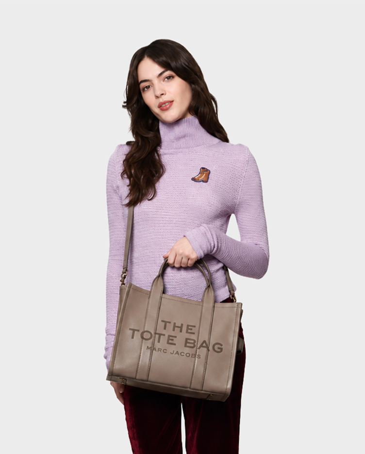 Beżowa skórzana torba The Medium Tote Bag
