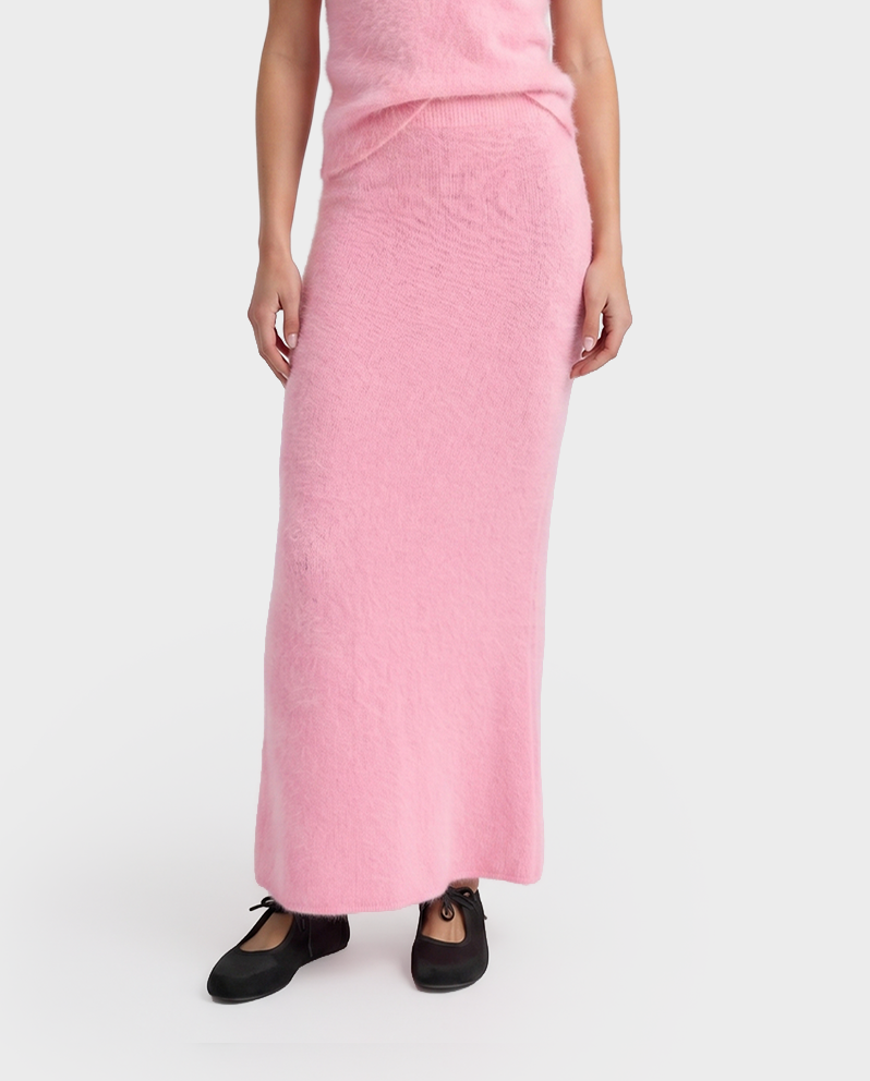 Kaszmirowa różowa spódnica maxi - Image #1