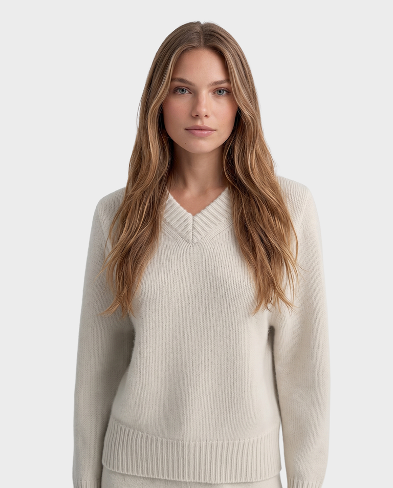 Kaszmirowy sweter z dekoltem w serek - Image #4