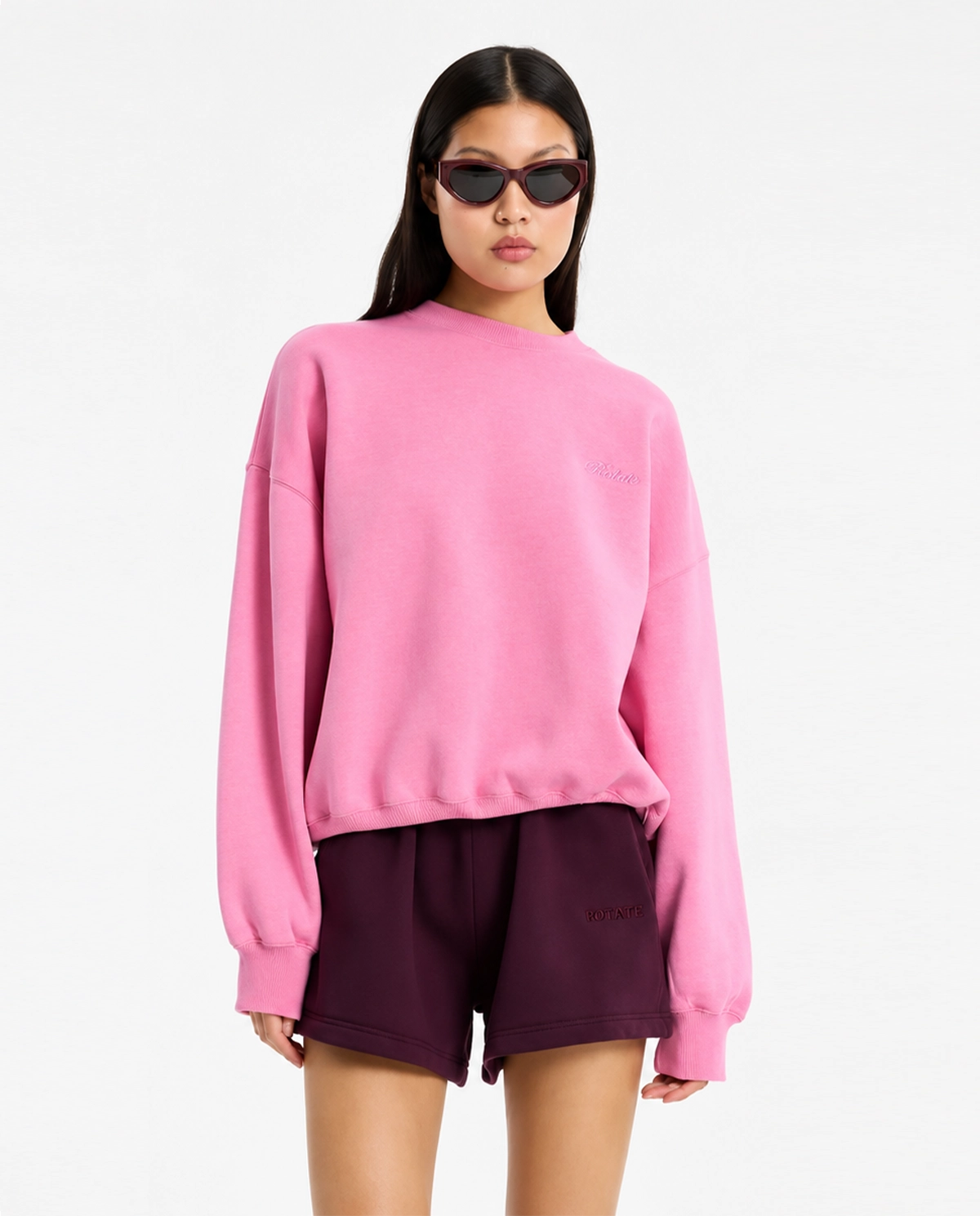 Jasnoróżowa bluza z logo Heavy Sweat - Image #1
