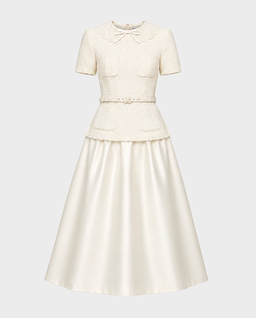 Kremowa sukienka midi z tafty Boucle - Image #0