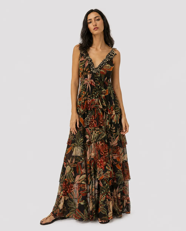 Sukienka maxi z roślinnym printem Floriana