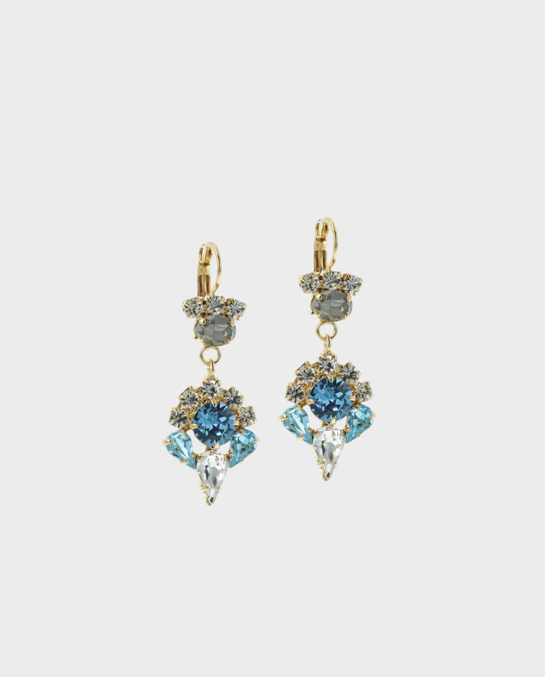 Kolczyki wiszące z błękitnymi kryształami Blue Satin