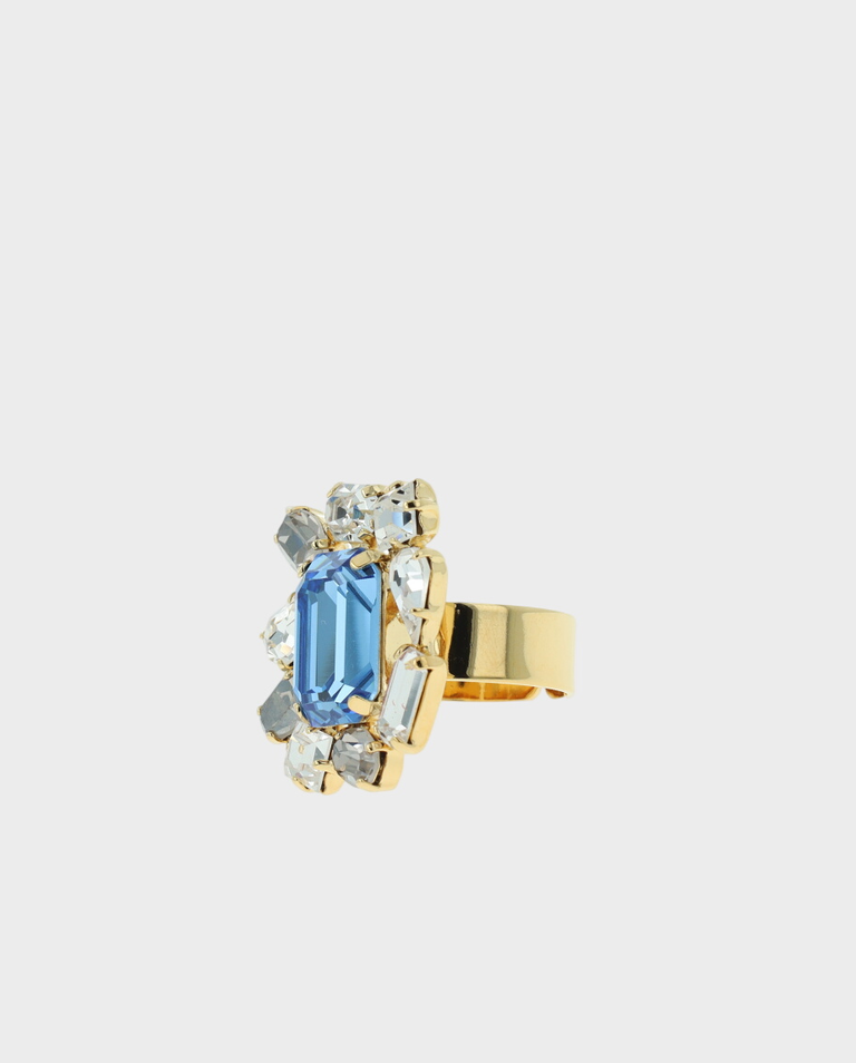 Pierścionek z niebieskim kryształem Blue Satin