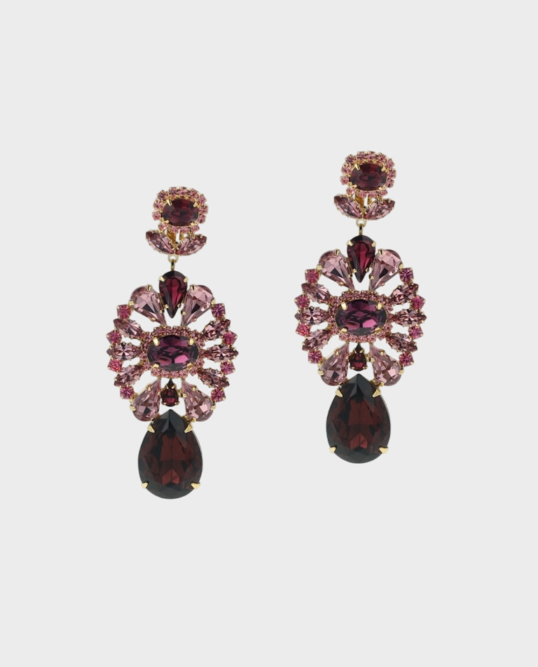 Klipsy Crystal Treasure w kolorze bordowym