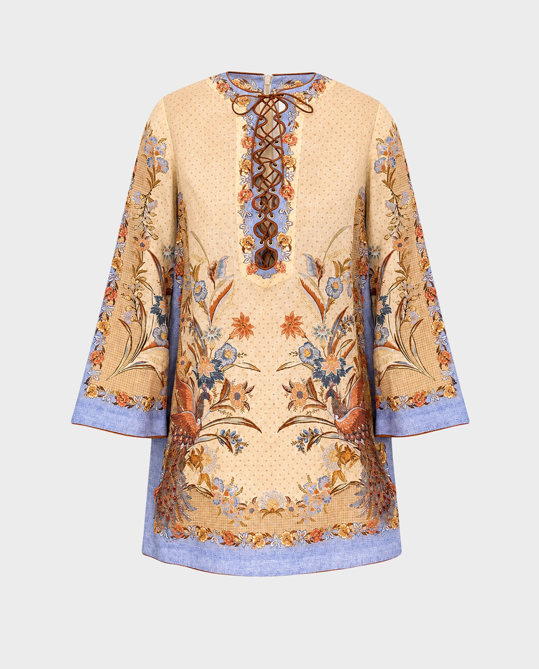 Lniana sukienka w kwiaty Indra Tunic Mini