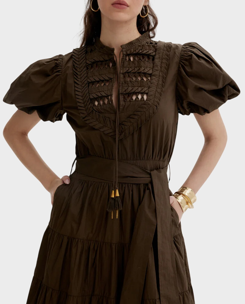 Oliwkowa sukienka w stylu boho Ethereal - Image #1