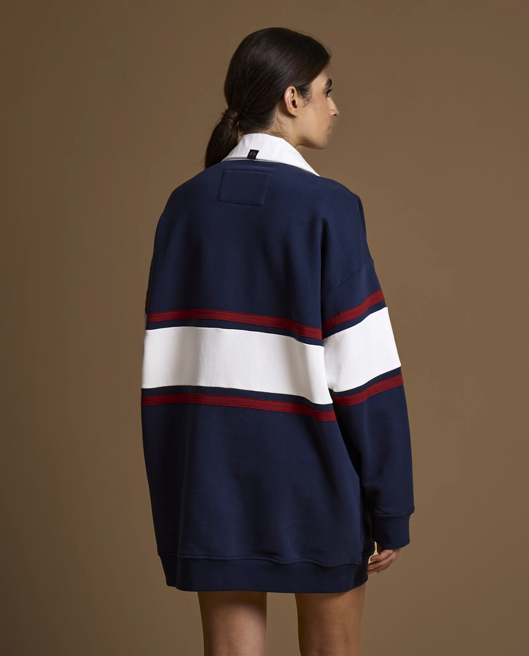 Granatowa bluza oversize z kołnierzykiem - Image #3