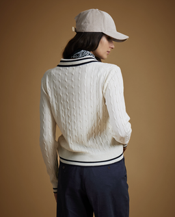 Kremowy sweter z kołnierzykiem polo - Image #3
