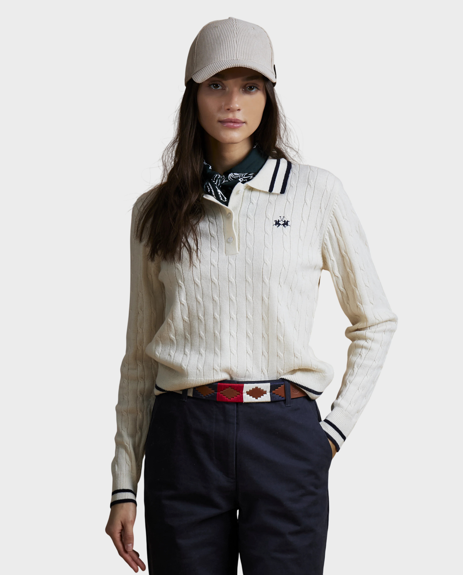 Kremowy sweter z kołnierzykiem polo - Image #1