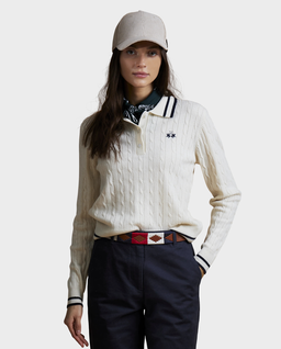Kremowy sweter z kołnierzykiem polo - Image #1