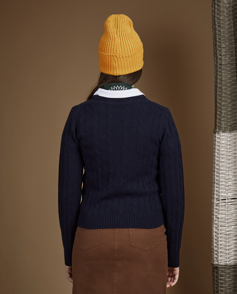 Granatowy sweter z okrągłym dekoltem - Image #3
