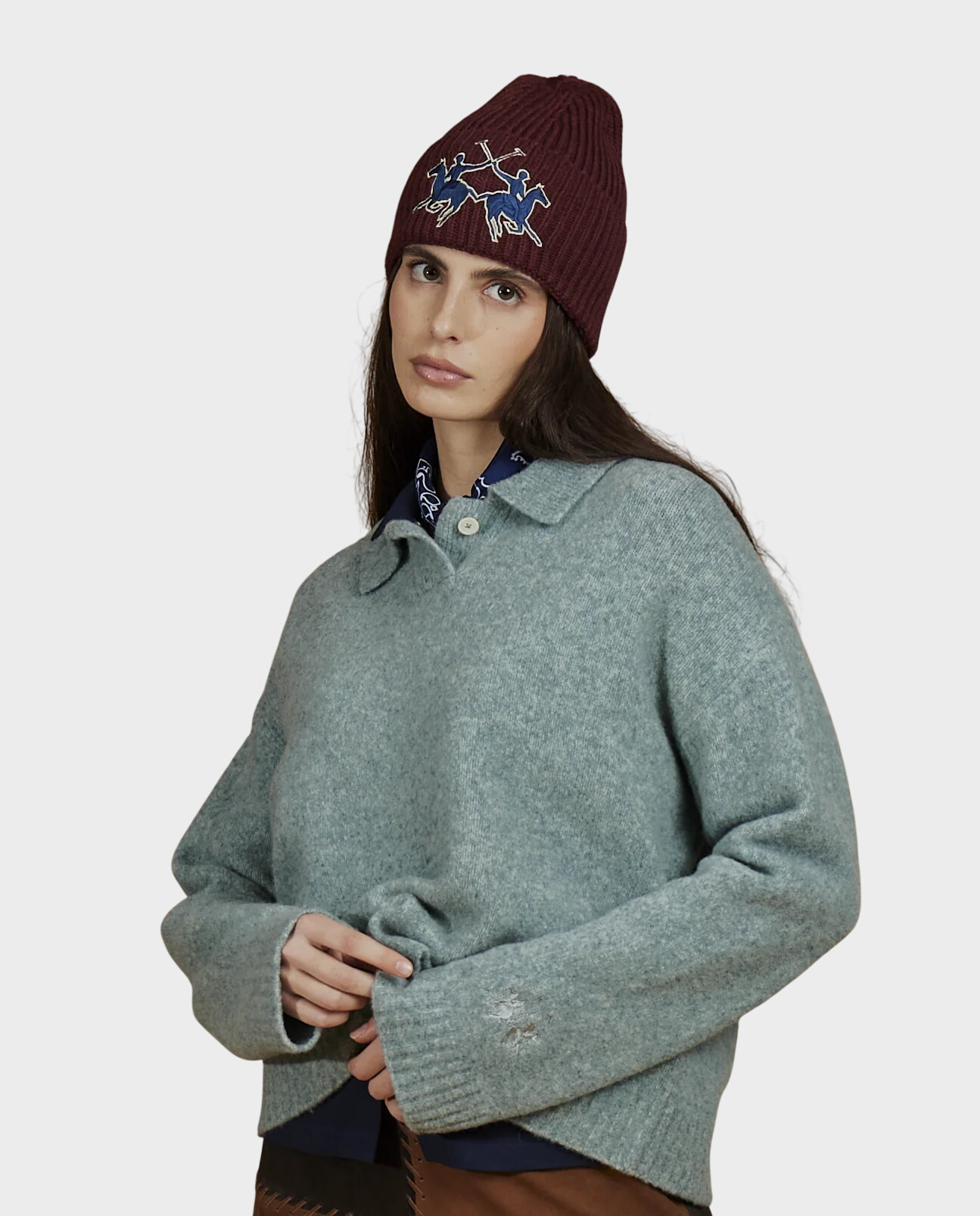 Morski sweter z kołnierzykiem polo - Image #1