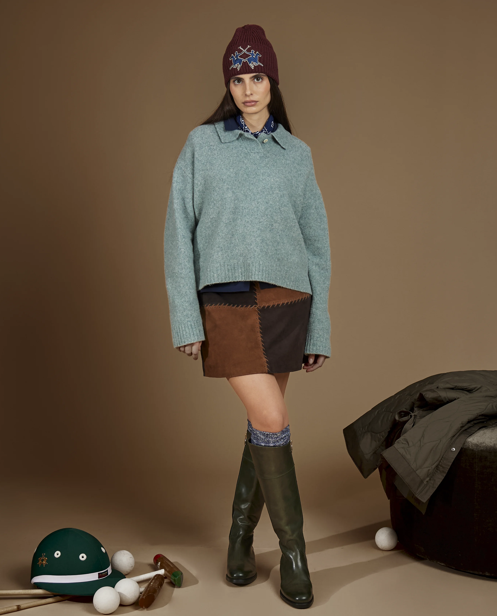 Morski sweter z kołnierzykiem polo - Image #4
