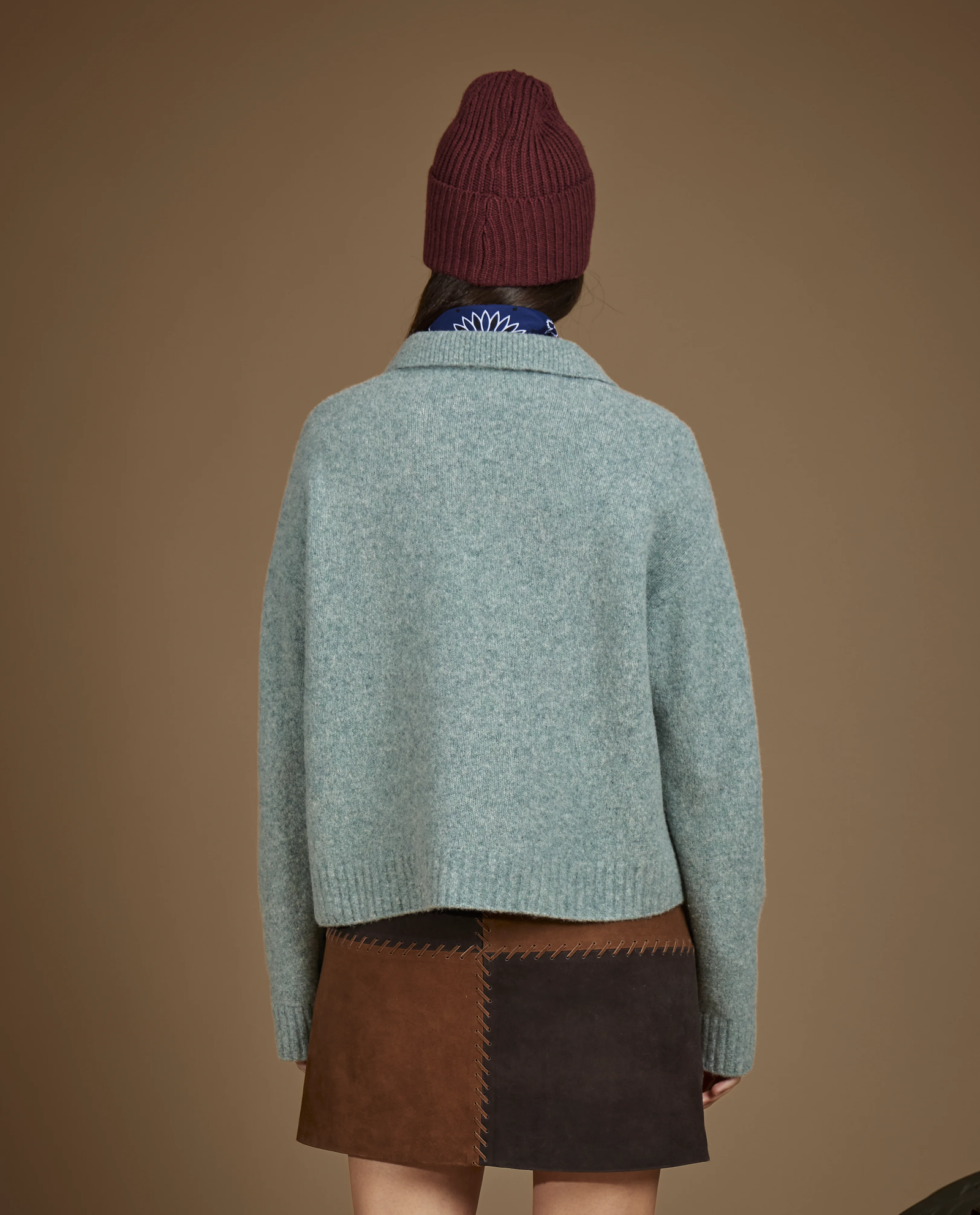 Morski sweter z kołnierzykiem polo - Image #3