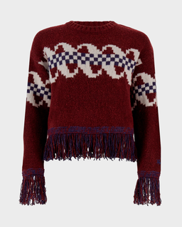 Bordowy sweter z ozdobnymi frędzlami - Image #0