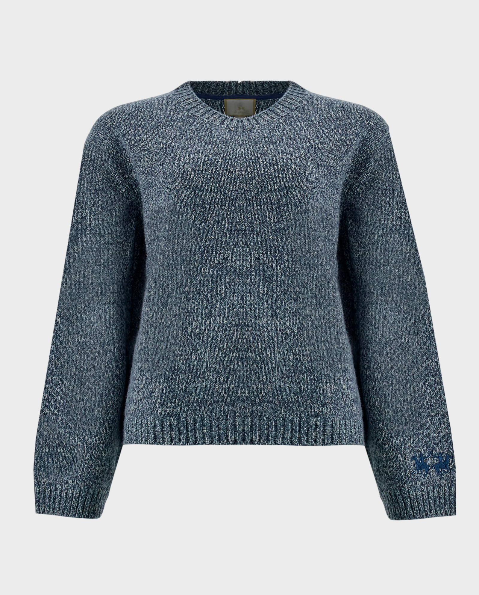 Niebieski sweter z okrągłym dekoltem - Image #0