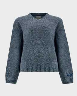 Niebieski sweter z okrągłym dekoltem - Image #0