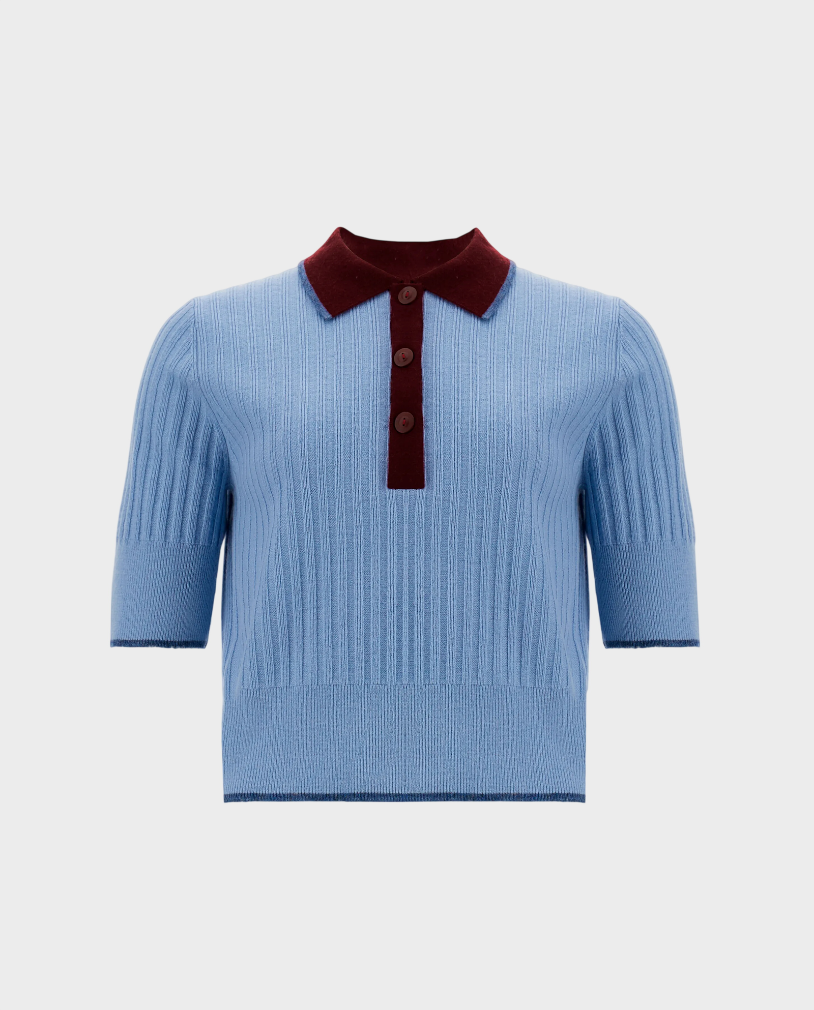 Błękitny dzianinowy top polo - Image #0