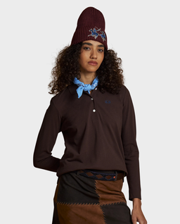 Brązowa koszulka polo z długim rękawem - Image #1