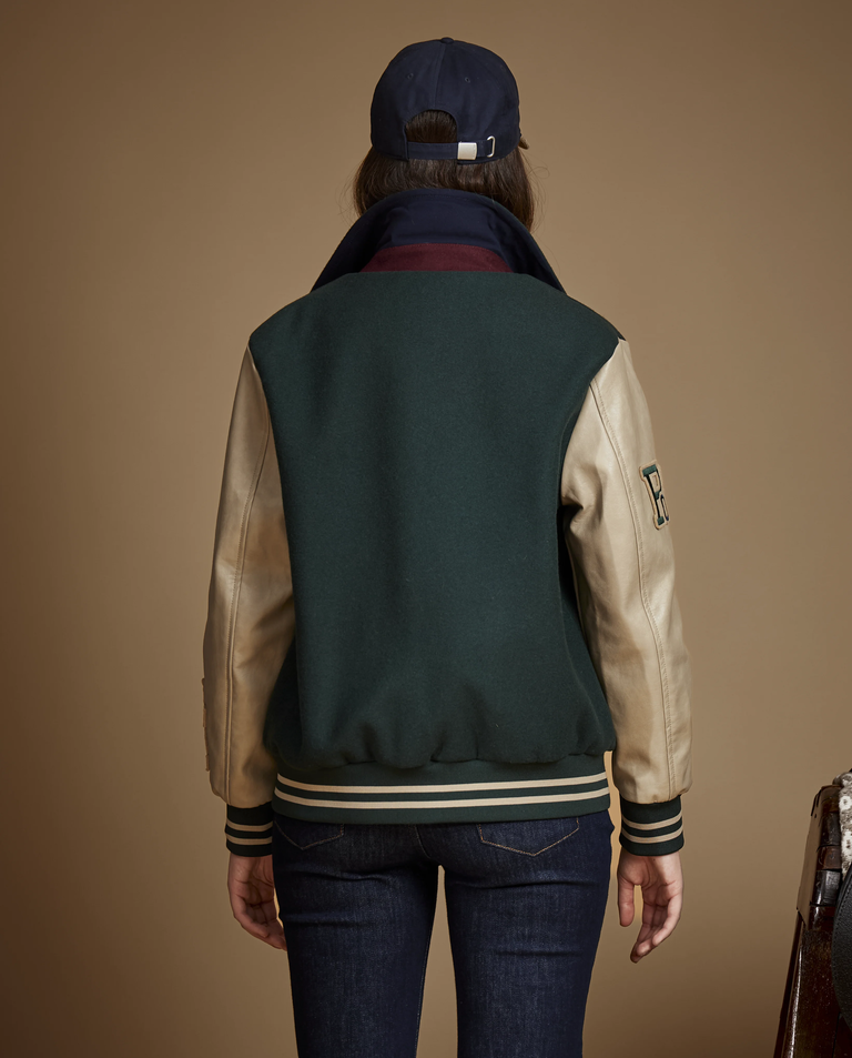Zielona kurtka bomber z naszywkami - Image #3
