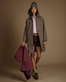 Długi brązowy płaszcz w kratę - Image #4