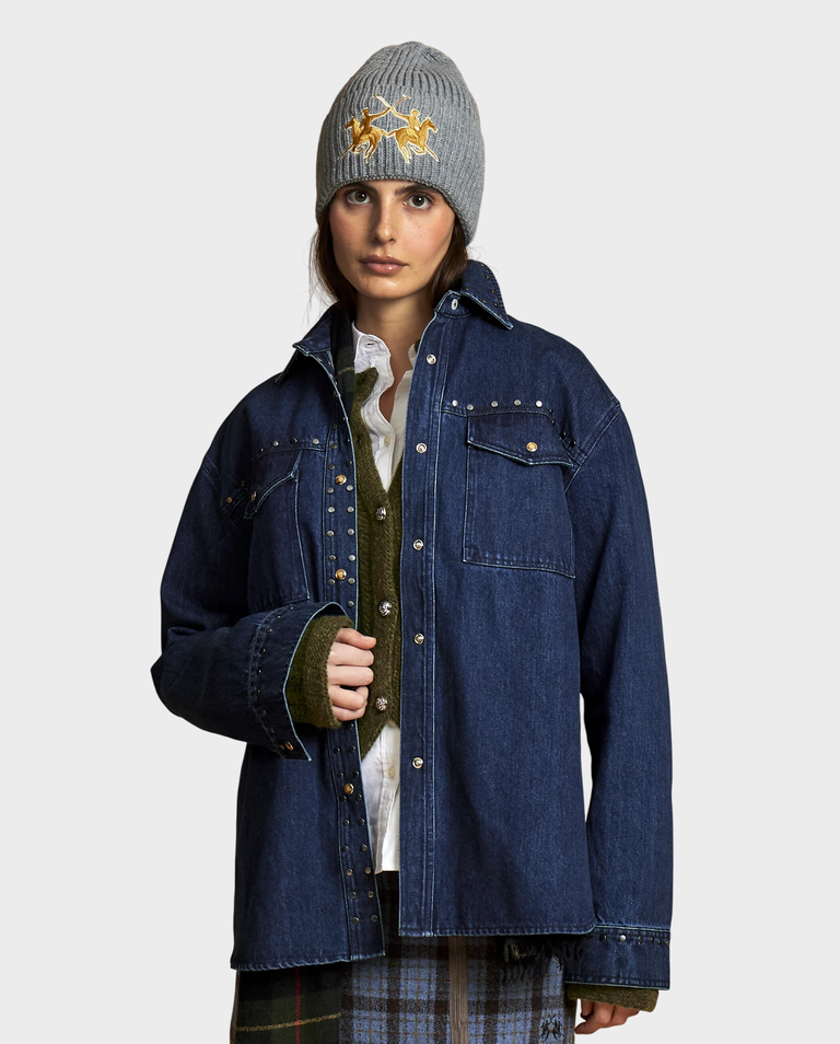 Granatowa jeansowa koszula oversize