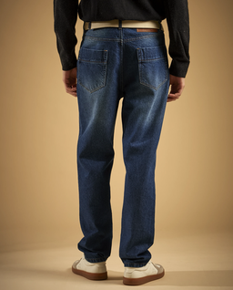 Granatowe jeansy z haftowanym logo - Image #3