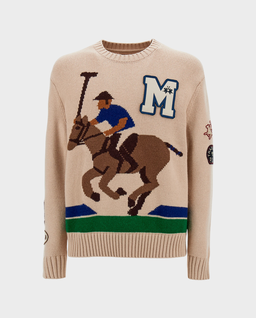 Beżowy sweter z motywem polo - Image #0