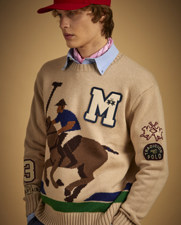 Beżowy sweter z motywem polo - Image #2