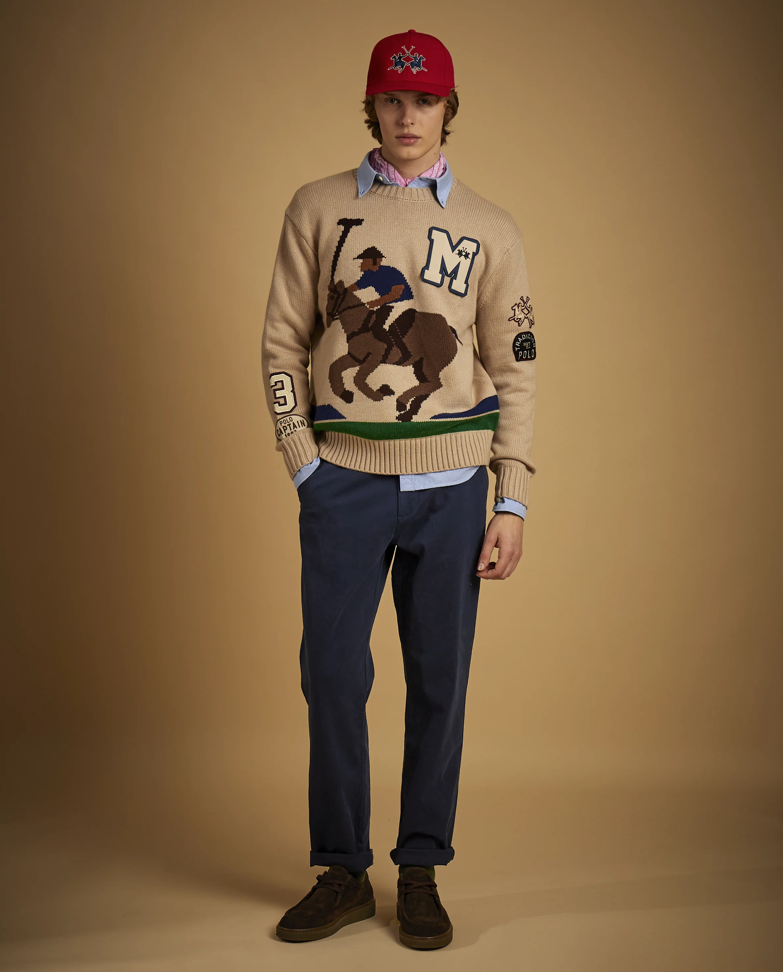 Beżowy sweter z motywem polo - Image #4
