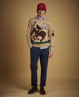 Beżowy sweter z motywem polo - Image #4