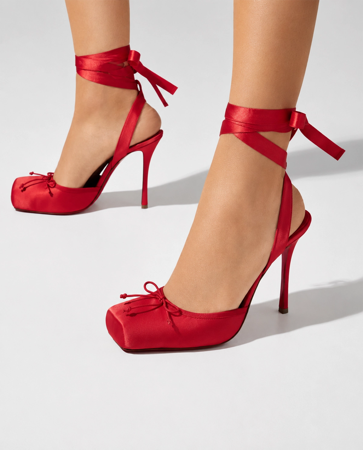 Czerwone szpilki Cassia Lace Up 100 - Image #1