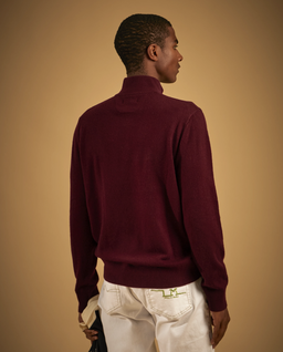 Bordowy sweter z suwakiem i logo - Image #3