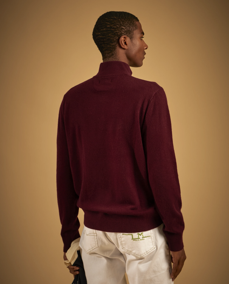 Bordowy sweter z suwakiem i logo - Image #3
