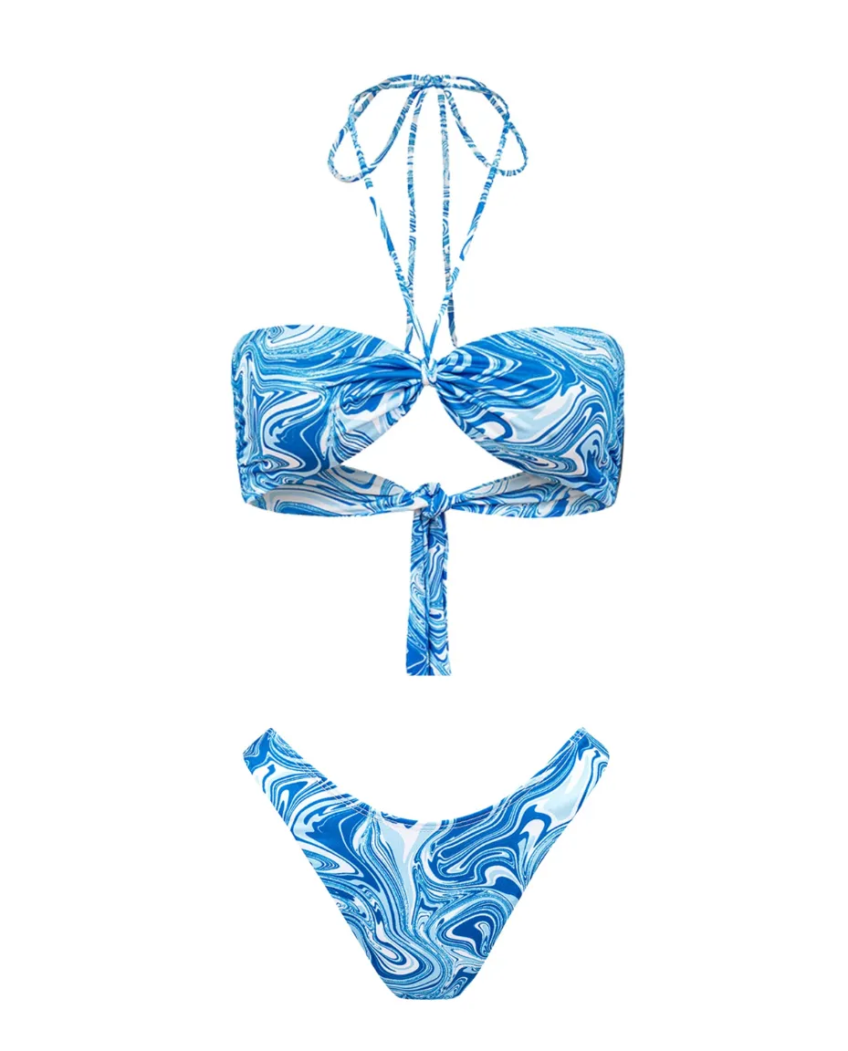Niebieski dół od bikini z printem - Image #3