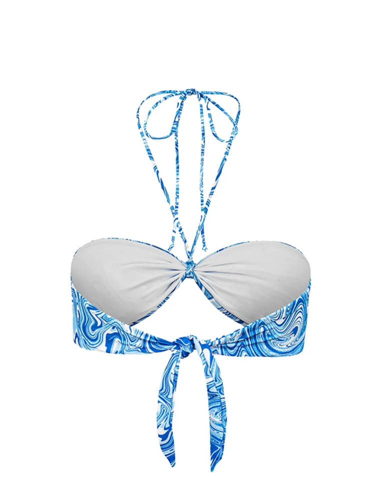 Niebieski wiązany top od bikini - Image #2