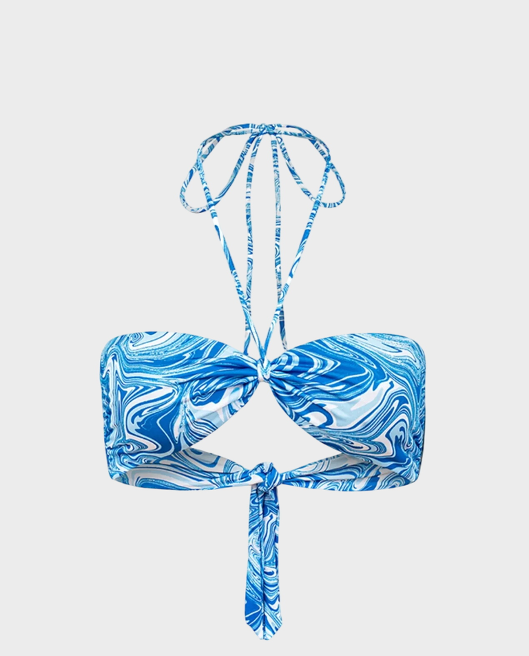 Niebieski wiązany top od bikini